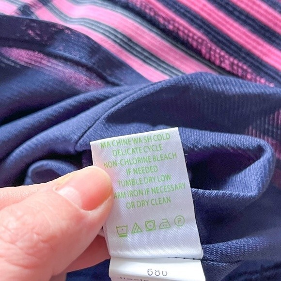 Lilly Pulitzer Brielle Fit and Flare Dress - Pink and Navy Stripe | Size XS - Picture 8 of 9